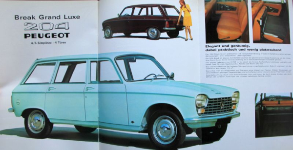 Peugeot 204 Limousine Break Grand Luxe Modelprogram 1968 Carbrochure (10351)